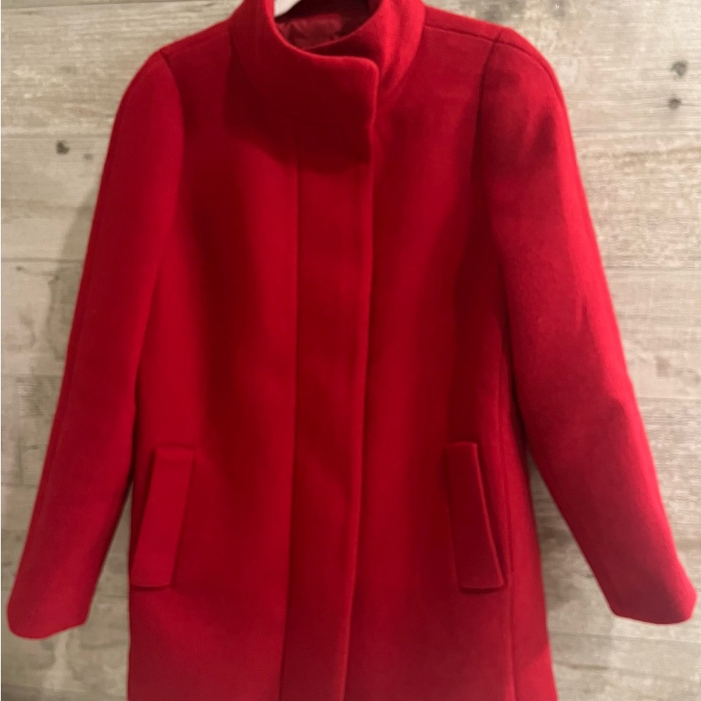 J Crew Mercantile Red Wool Bled City Coat
